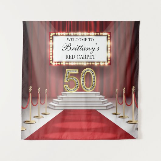 Tapiz Red Carpet 50th Birthday Backdrop banner タペストリー (正面)