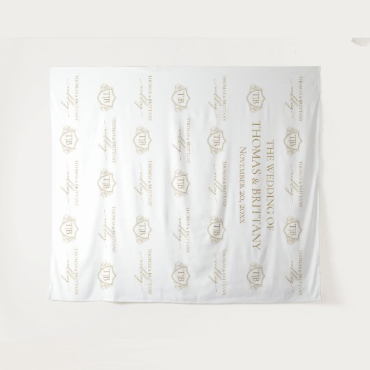 Tapiz Step and repeat backdrop wedding elegant mon タペストリー (正面(横))