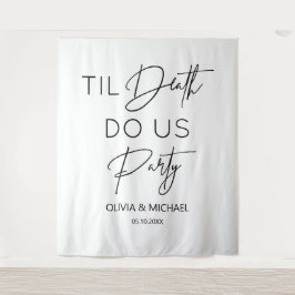Tapiz  Til death do us party wedding thite backdro タペストリー