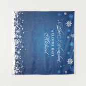 Tapiz Winter Baby Shower Welcome Baby banner backd タペストリー (正面(横))