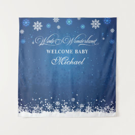 Tapiz Winter Baby Shower Welcome Baby banner backd タペストリー