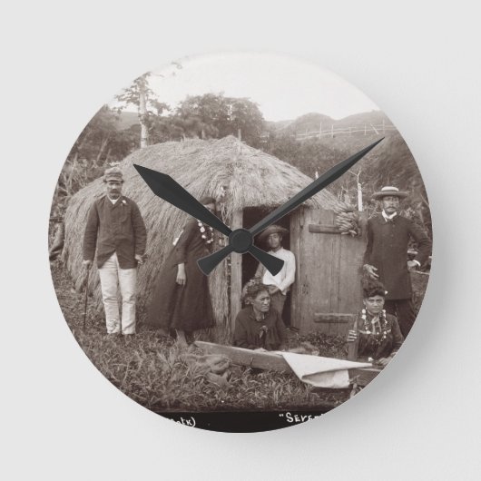Tappaを、天然布作ります、c.1875 (セピア色の写真) ラウンド壁時計 (正面)