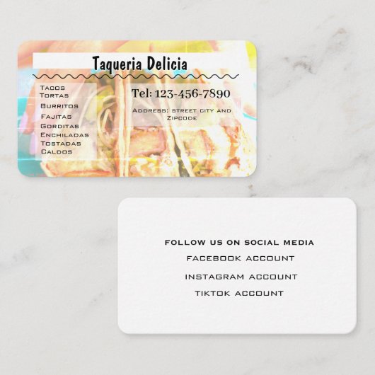 taqueria / restaurant editable card  名刺 (正面/裏面)