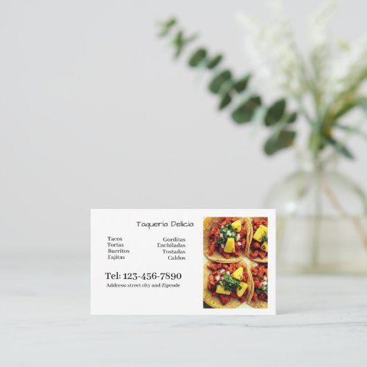 taqueria / restaurant editable card  名刺 (スタンド正面)