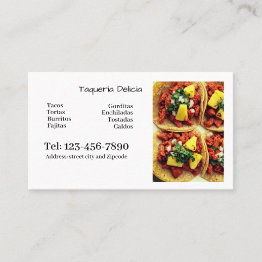 taqueria / restaurant editable card  名刺 (正面)