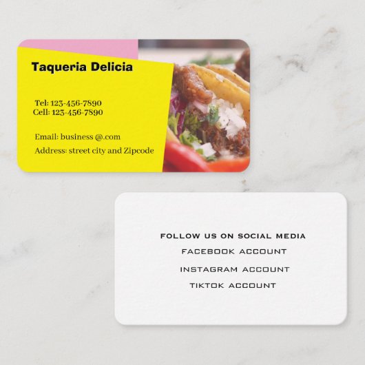 Taqueria / restaurant editable card 名刺 (正面/裏面)