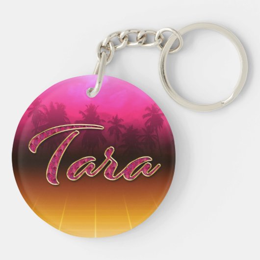 Tara Vorname Name golden pink Schlüsselanhänger キーホルダー (裏面)