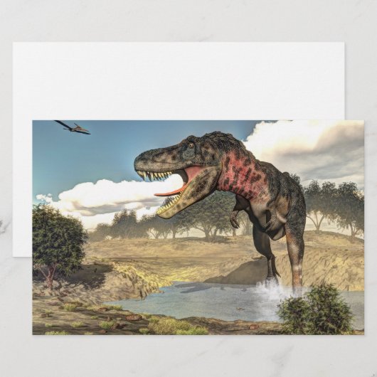 Tarbosaurusの恐竜- 3Dは描写します 便箋 (正面/裏面)