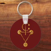 Tarditional Tazerzit Amazigh on 王室の Red Bg キーホルダー (正面)