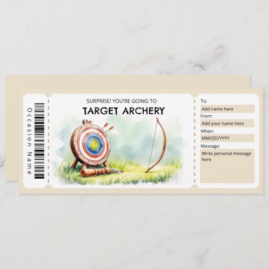 Target Archery Gift Ticket  招待状 (正面/裏面)