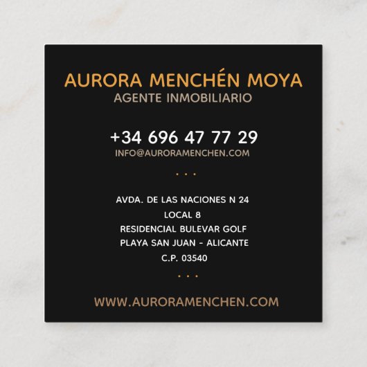 TARJETA AURORA スクエア名刺 (裏面)