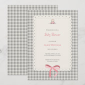tarjeta baby shower gigham en rosa 招待状 (正面/裏面)