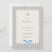 Tarjeta Baby Shower gingham 招待状 (正面)