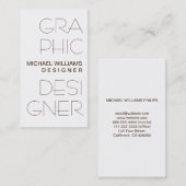 TARJETA BLANCA DISEÑO GRÁFICO ELEGANTE SIMPLE 名刺 (正面/裏面)