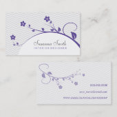 Tarjeta con flores púrpura y chevrón elegante 名刺 (正面/裏面)