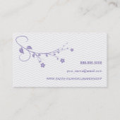 Tarjeta con flores púrpura y chevrón elegante 名刺 (裏面)