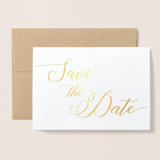 Tarjeta Con Relieve Metalizado Modern Save the Dat 箔カード (封筒付き正面)