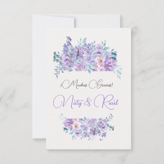 Tarjeta De Agradecimiento Boda tonos lila  サンキューカード (正面)