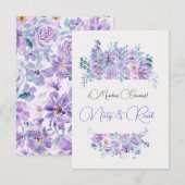 Tarjeta De Agradecimiento Boda tonos lila  サンキューカード (正面/裏面)