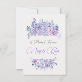 Tarjeta De Agradecimiento Boda tonos lila  サンキューカード