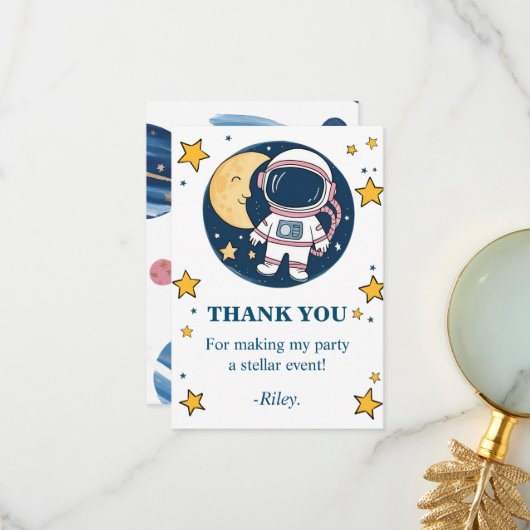 Tarjeta De Agradecimiento Cumpleaños Astronauta  サンキューカード (正面/裏面インサイチュ)