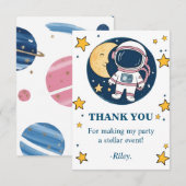 Tarjeta De Agradecimiento Cumpleaños Astronauta  サンキューカード (正面/裏面)