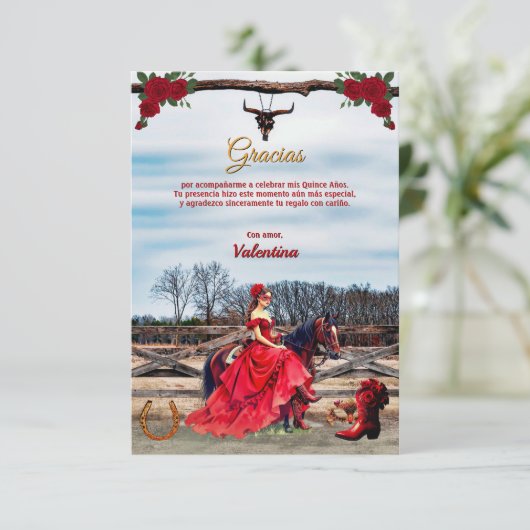 Tarjeta de agradecimiento Rancho con 4 fotos サンキューカード (スタンド正面)