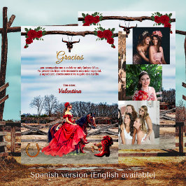 Tarjeta de agradecimiento Rancho con 4 fotos サンキューカード