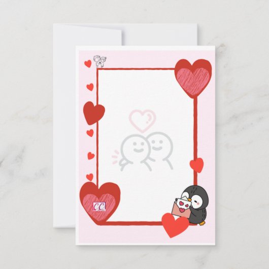 Tarjeta de amor pinguins love カード (裏面)