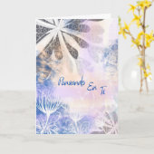 Tarjeta de Ánimo Azul Acuarela Floral カード (黄色い花)