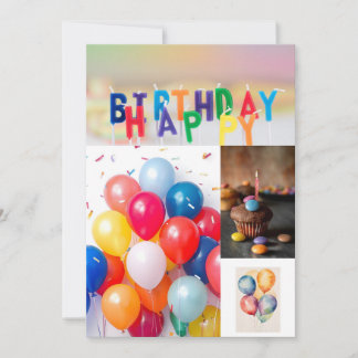 Tarjeta de cumpleaños dulce y divertida – Happy Bi 招待状