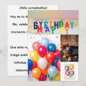 Tarjeta de cumpleaños dulce y divertida – Happy Bi 招待状 (正面/裏面)