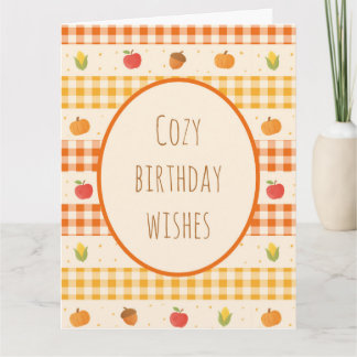 Tarjeta de felicitación de cumpleaños en otoño, サンキューカード