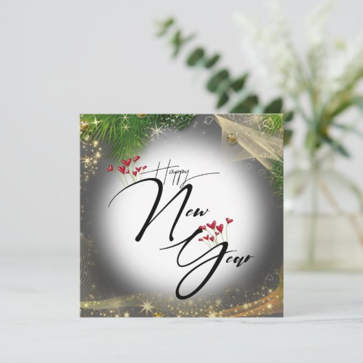 Tarjeta de felicitación plana con corazones カード (スタンド正面)