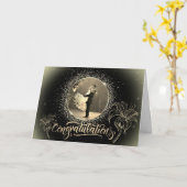 Tarjeta de felicitación plegada con enhorabuena カード (黄色い花)