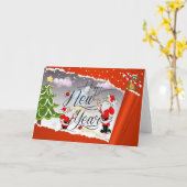 Tarjeta de felicitación plegada de año nuevo linda カード (黄色い花)