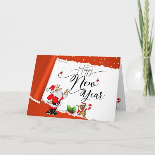 Tarjeta de felicitación plegada de año nuevo roja カード (正面)
