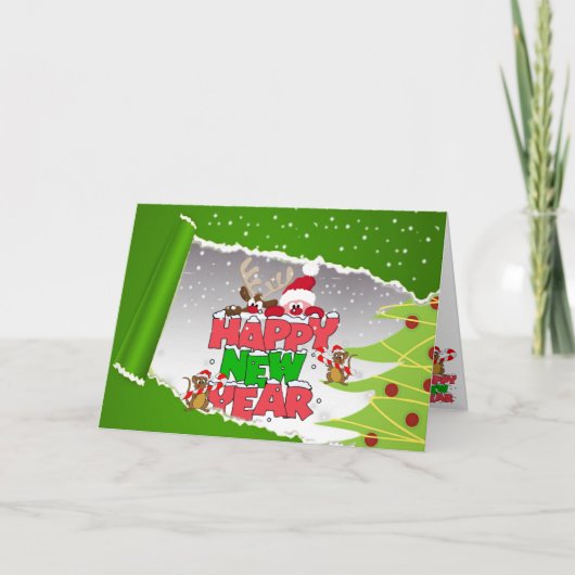 Tarjeta de felicitación plegada para navidad verde カード (正面)