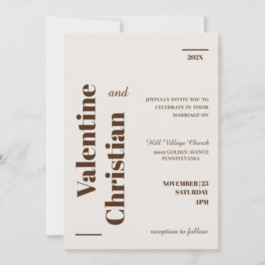 Tarjeta de Invitación Boda Minimal Modern Foto 招待状 (正面)
