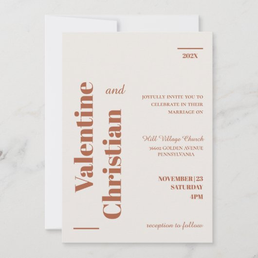 Tarjeta de Invitación Boda Minimal Modern Foto 招待状 (正面)