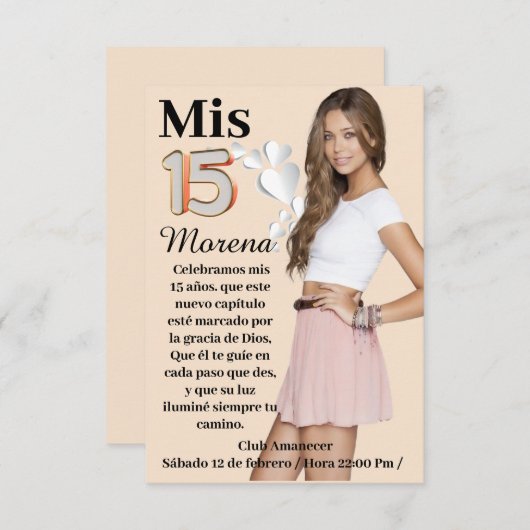 Tarjeta de invitación de 15 años 招待状 (正面/裏面)