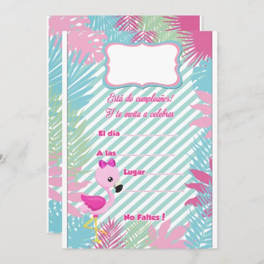 Tarjeta de Invitación Flamenco Baby 招待状 (正面/裏面)