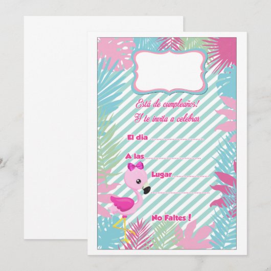 Tarjeta de Invitación Flamenco Baby 招待状 (正面/裏面)