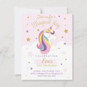 Tarjeta de invitación para cumpleaños unicornio (正面)