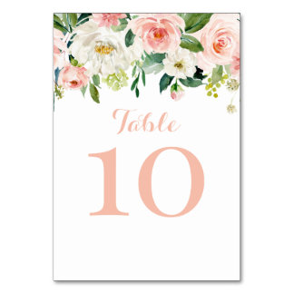 Tarjeta De Mesa Floral watercolor pink table numbe テーブルナンバー