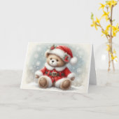 Tarjeta de Navidad con imagen de osito de Navidad カード (黄色い花)