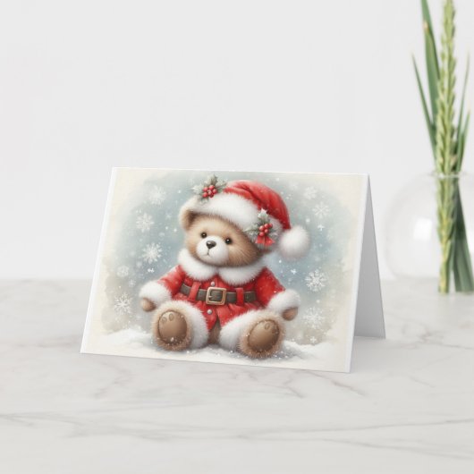 Tarjeta de Navidad con imagen de osito de Navidad カード (正面)