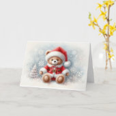 Tarjeta de Navidad con imagen de osito de Navidad カード (黄色い花)