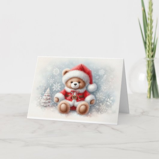 Tarjeta de Navidad con imagen de osito de Navidad カード (正面)