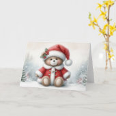 Tarjeta de Navidad con imagen de osito de Navidad カード (黄色い花)